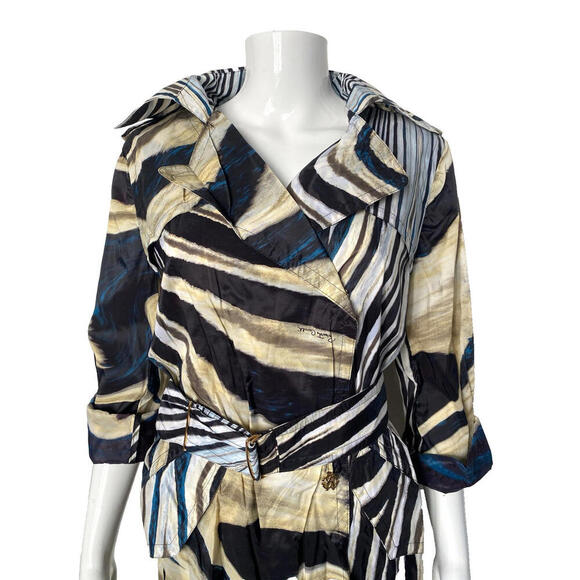 Roberto Cavalli Belted Trench Rain Coat Animal Print Size IT-38 US-2/4 Small - Picture 4 of 14